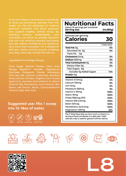 L8 Hydrate BIOTIN – Orange Mango Flavor